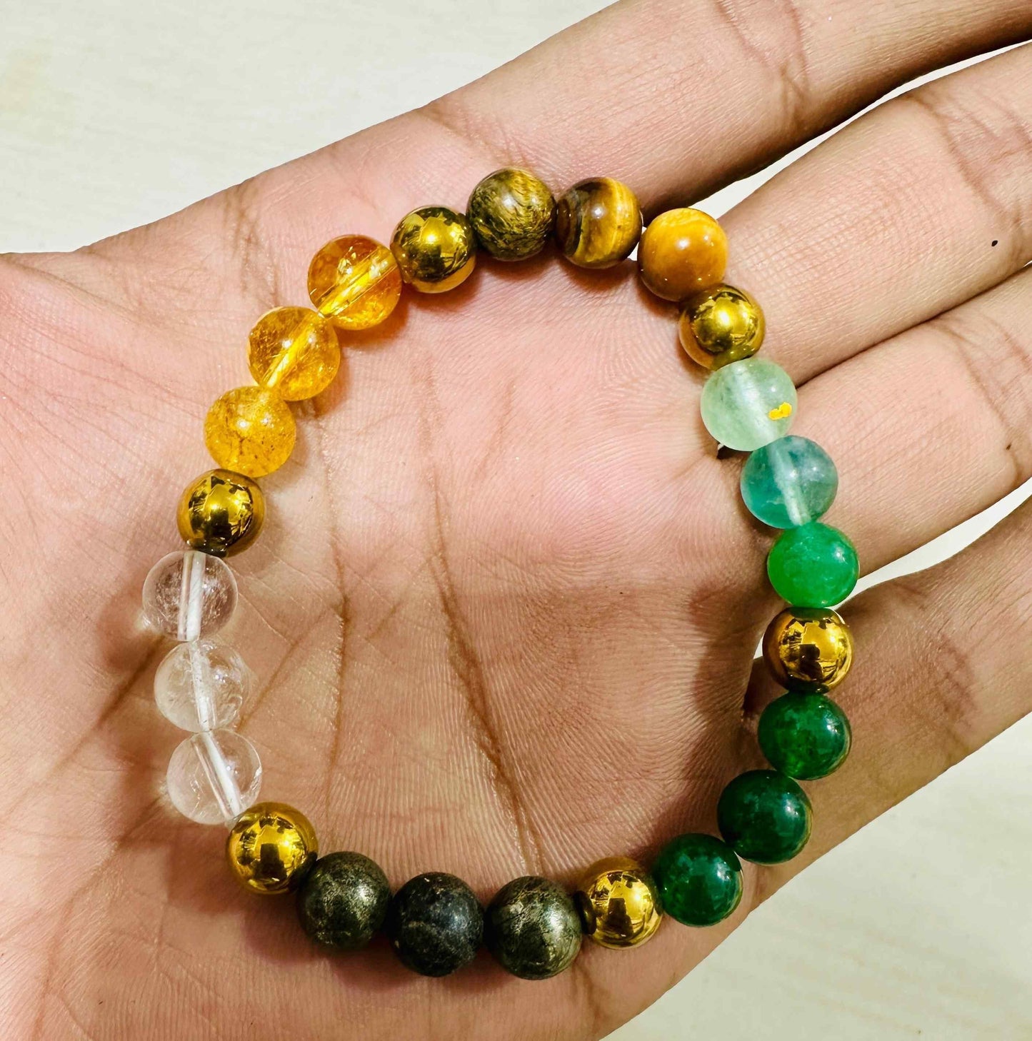 Natural Crystal Bead Bracelet - Stretch Fit, Assorted Gemstones